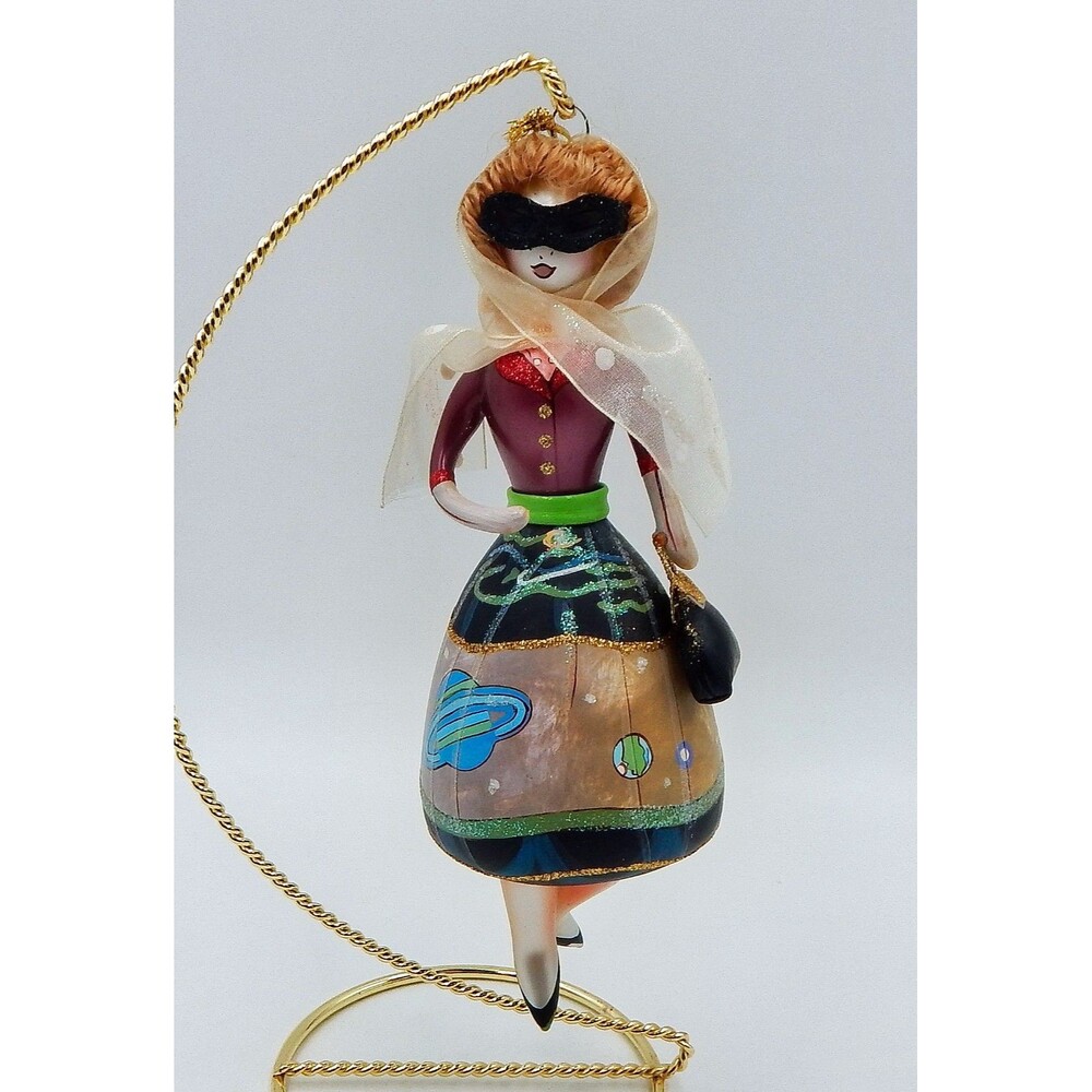 Ladies With Elegance Hand Painted Blown Figural Glass Ornament Planets Lady